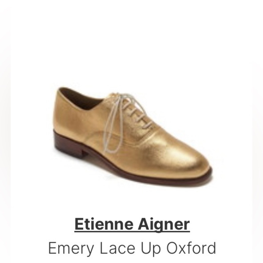Etienne Aigner Gold Emery Lace-Up Oxfords - Size: 6.5 - Almost New - Worn Once